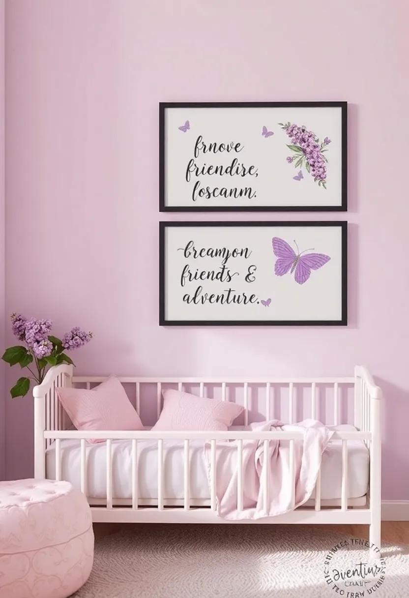 Inspirational⁤ Wall Art: Hang⁣ framed⁣ quotes and whimsical art that​ celebrate‌ dreams,⁢ friendship, and adventure in ‍shades of lilac