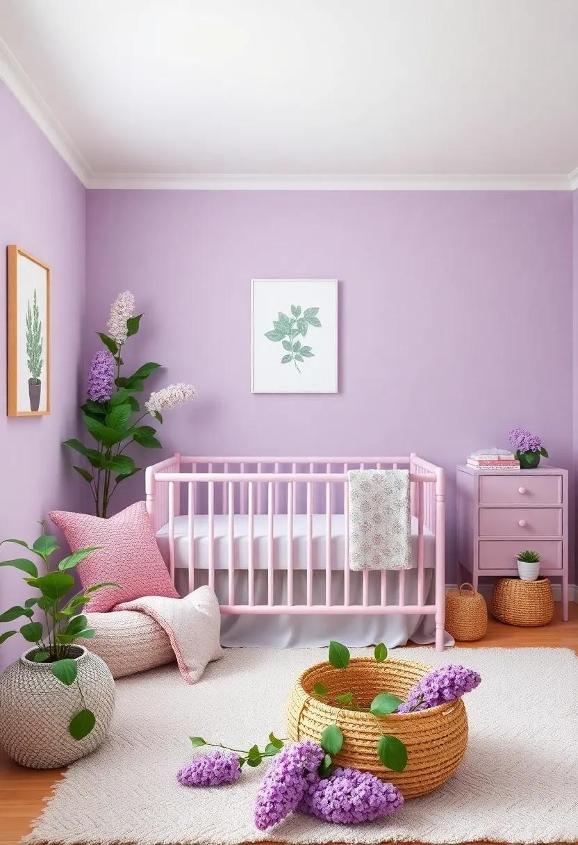 Nature-Inspired decor: ⁢Incorporate‍ floral accents ⁢and greenery in lilac tones ​to infuse a sense of the ​outdoors into ⁤the ⁢nursery