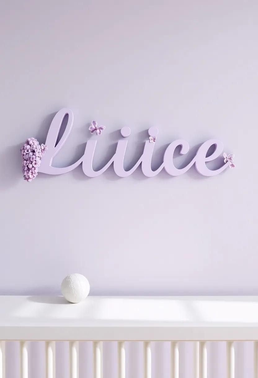 Personalized name Decor: ⁣Create a personalized lilac name sign to adorn the ‍wall, making the⁣ space ‌special and uniquely theirs