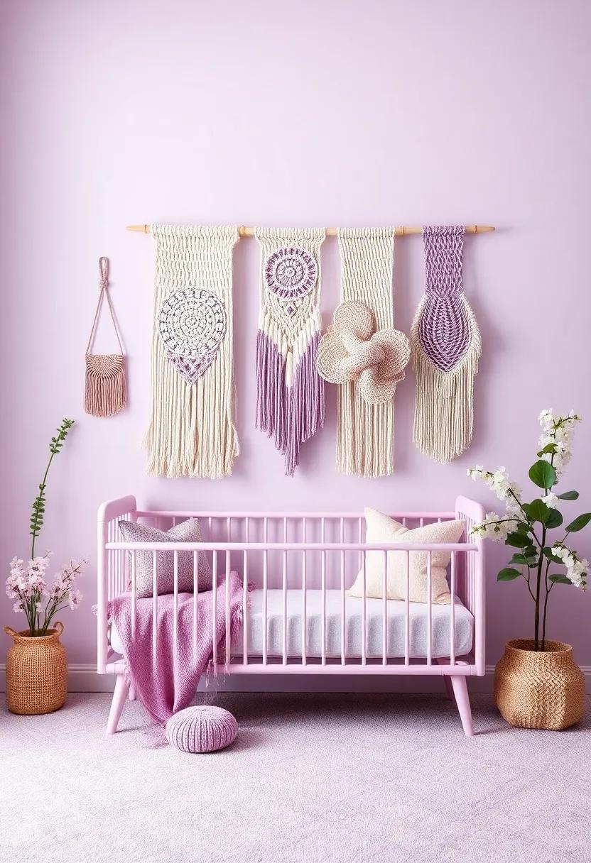 Textured Wall Hangings: Introduce woven or macramé ⁢wall hangings in ⁢lilac tones ‌to add depth and tactile elements⁢ to the decor