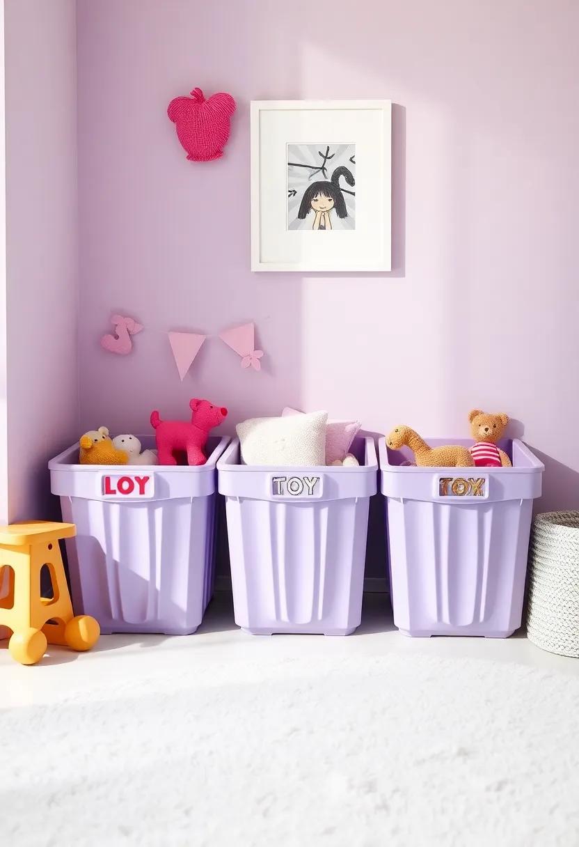 themed Toy Bins: Use lilac ​bins‌ to organize toys stylishly, keeping the area tidy and promoting imaginative play