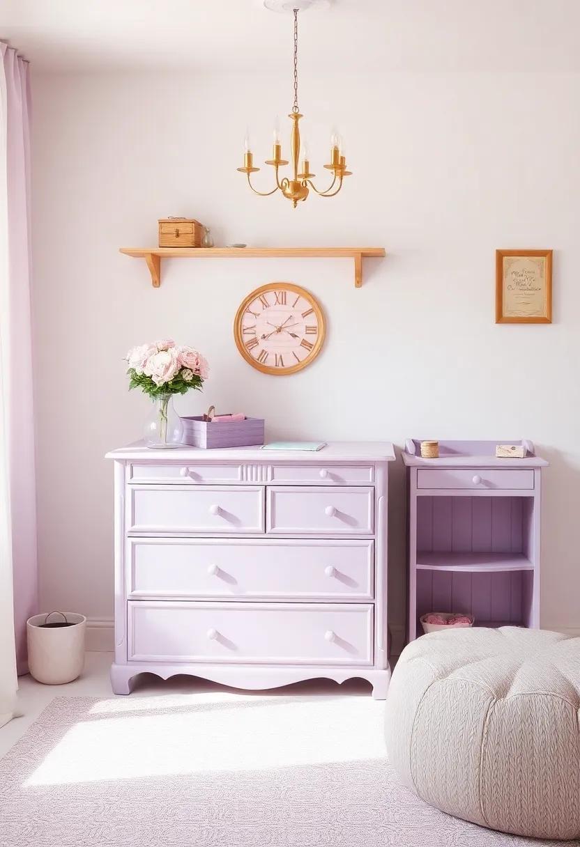 Vintage Lilac Furniture: Opt ⁣for vintage lilac-painted furniture pieces ⁢that ⁤add⁢ character ‌and a​ touch of​ nostalgia to the‍ nursery ​space