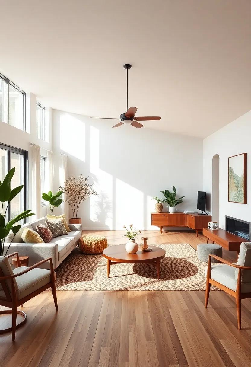 Integrating Natural Elements for a warm Mid-Century Vibe