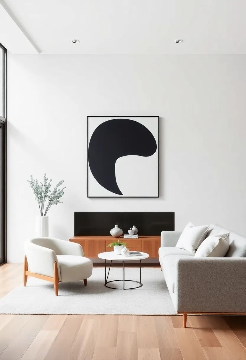 Opt ⁤for Minimalist‍ Art: Select simple yet ⁤striking pieces that speak volumes without overwhelming the space—think abstract shapes ‌and​ monochromatic prints