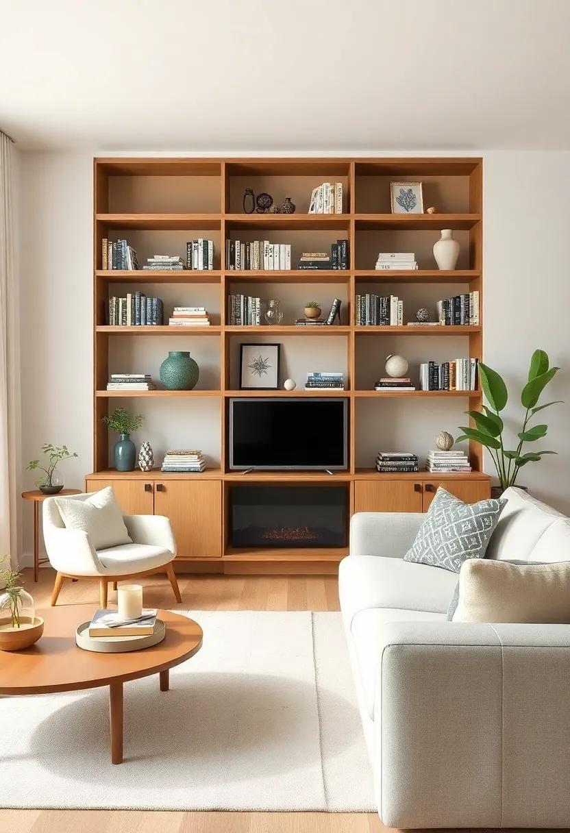 Use ‌Built-In Shelving Wisely: ‍Create‍ visual interest with thoughtfully ⁤arranged‌ books and decorative objects⁢ on minimal shelving ​units