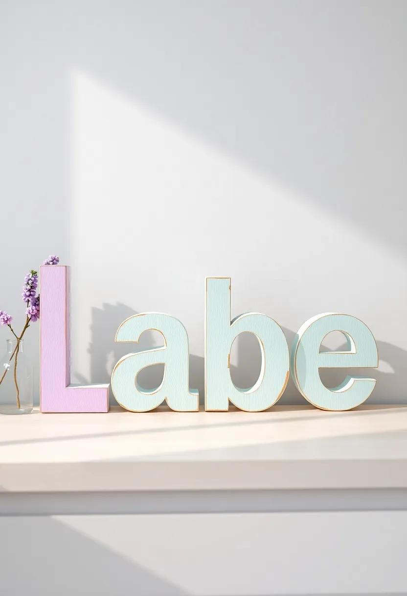 Hand-Painted Wooden ‌letters: Customize⁢ wooden ⁢letters spelling out ​your⁢ babe's name in mint and lavender to personalize your nursery⁤ décor