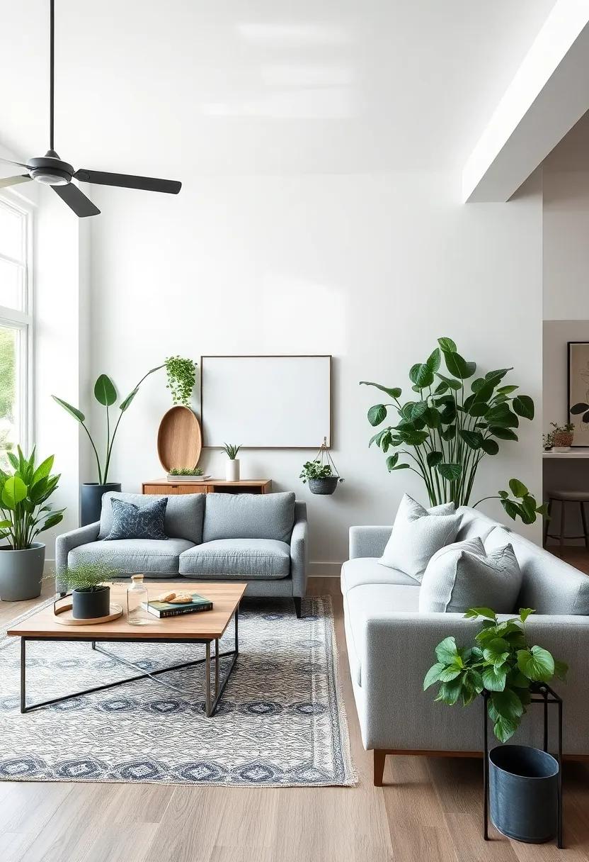Incorporating Greenery: Bringing Life into a Chic Farmhouse-Industrial Living Room