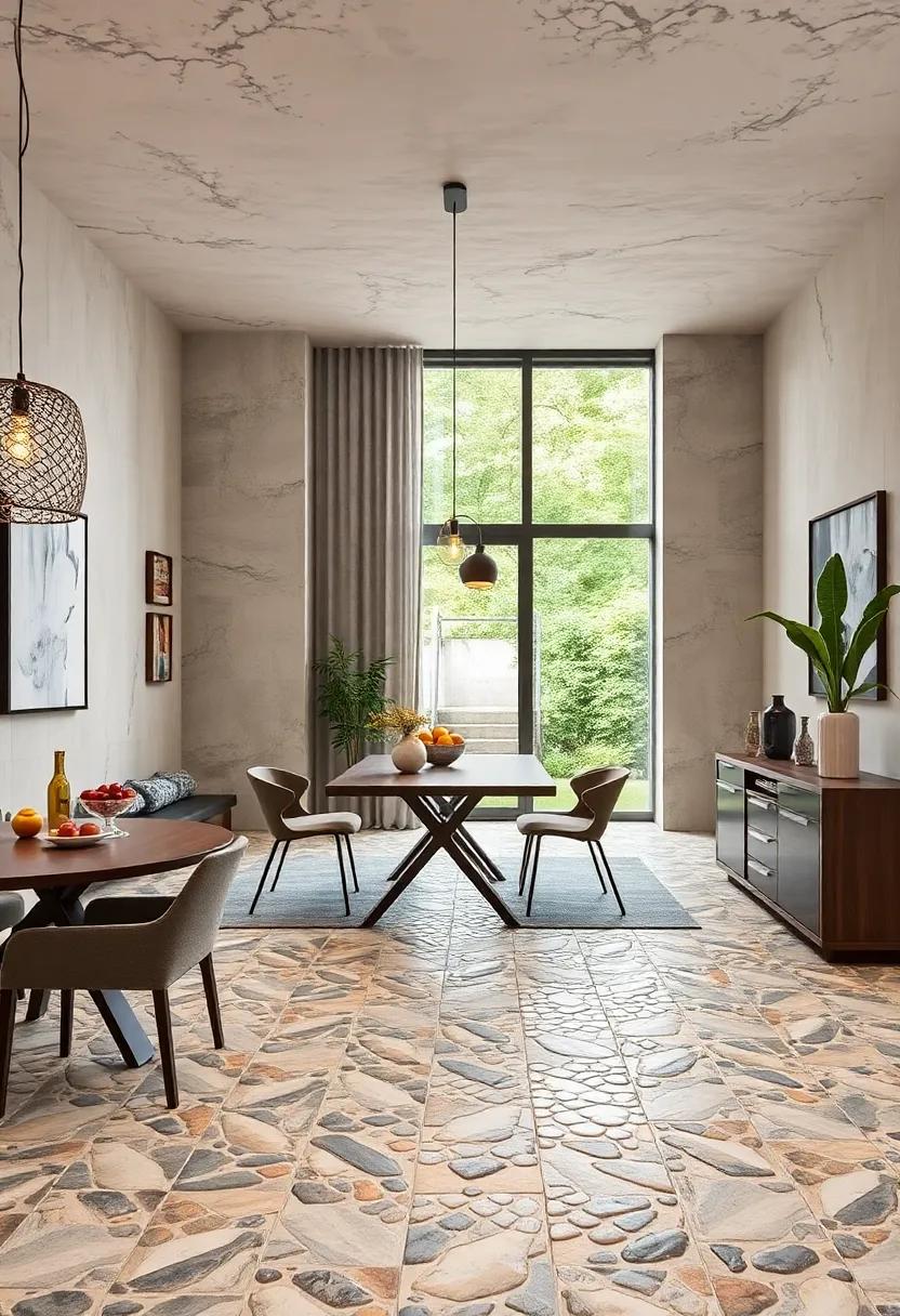 Transform with Pebble or River Rock Tiles: Delve into the unique look of pebble tiles ⁤that introduce a natural element,⁣ adding an organic ⁤touch to your dining space