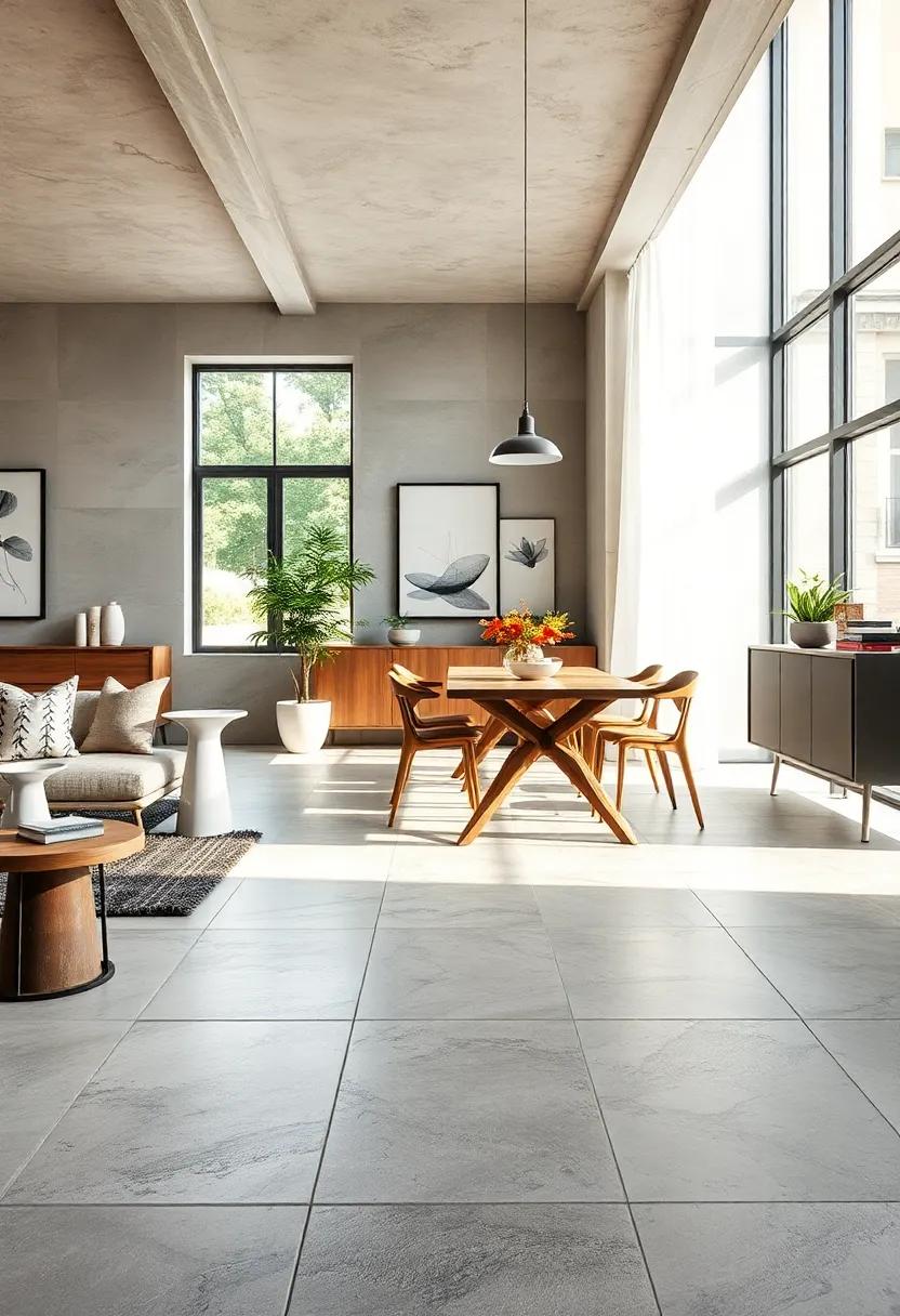 Channel industrial Vibes‍ with Concrete Tiles: Discover how ⁤concrete​ tile flooring can bring durability and an urban ‌edge to your dining ⁤area