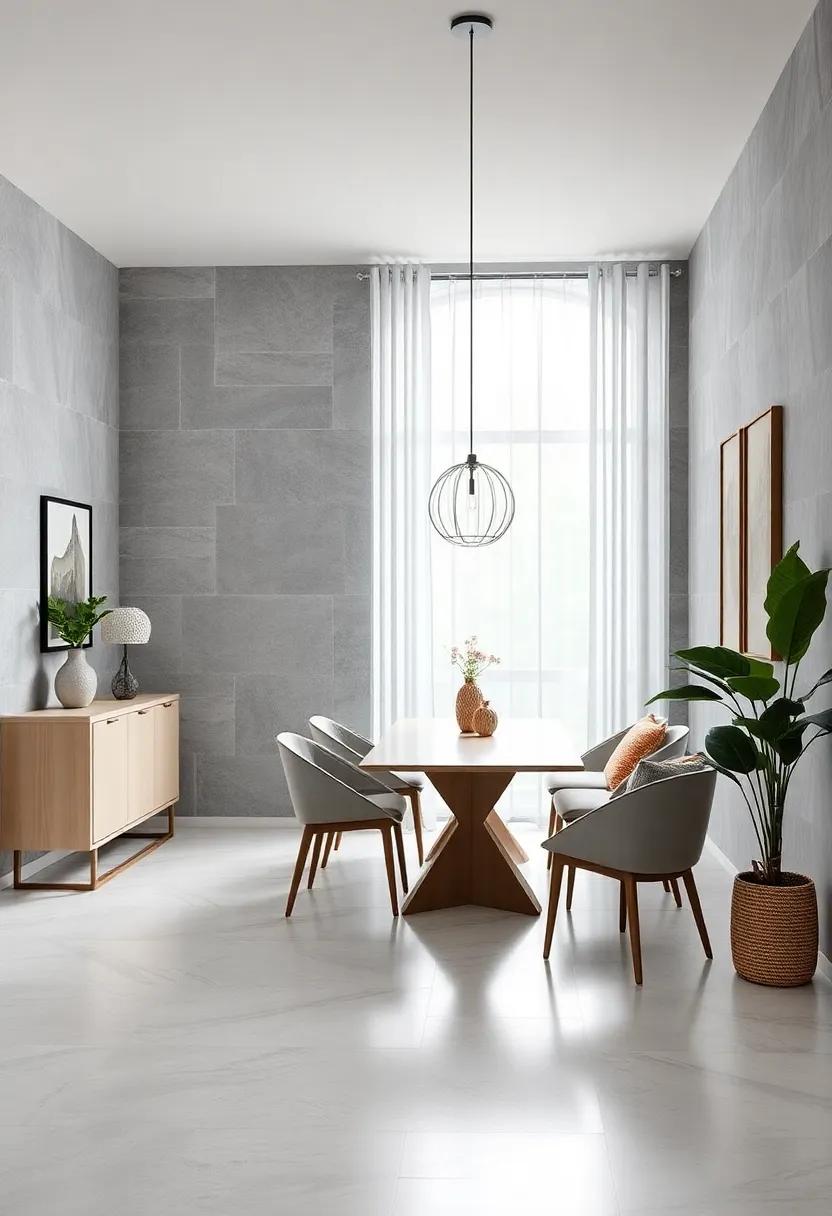 Go Minimalist with Monochrome Tiles: Elevate your dining area with sleek, monochrome tiles that‌ create a sophisticated yet understated backdrop