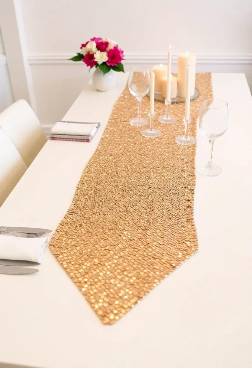 Sparkling Table Runner: use a sequin‌ or metallic table runner to set the stage for your ⁣glamorous dining setup, adding a touch of opulence to your table