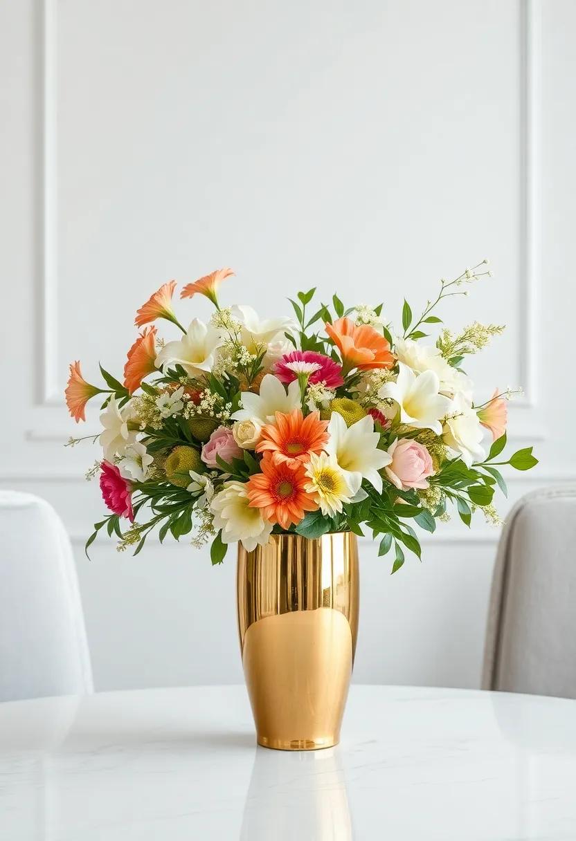 Floral Arrangements: Use seasonal flowers mixed with greenery in gold ⁤or silver vases to create ⁤fresh,⁢ vibrant arrangements​ that embody elegance