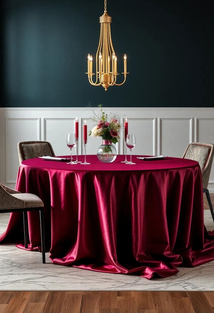 Luxe Tablecloth: ⁢Choose a rich velvet or silk tablecloth ​in deep‌ jewel ⁢tones⁢ to⁤ enrich your dining space and ⁢accentuate the festive spirit