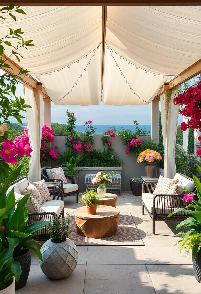 Breezy Gazebos Framed ‌by explosive Floral⁢ Displays