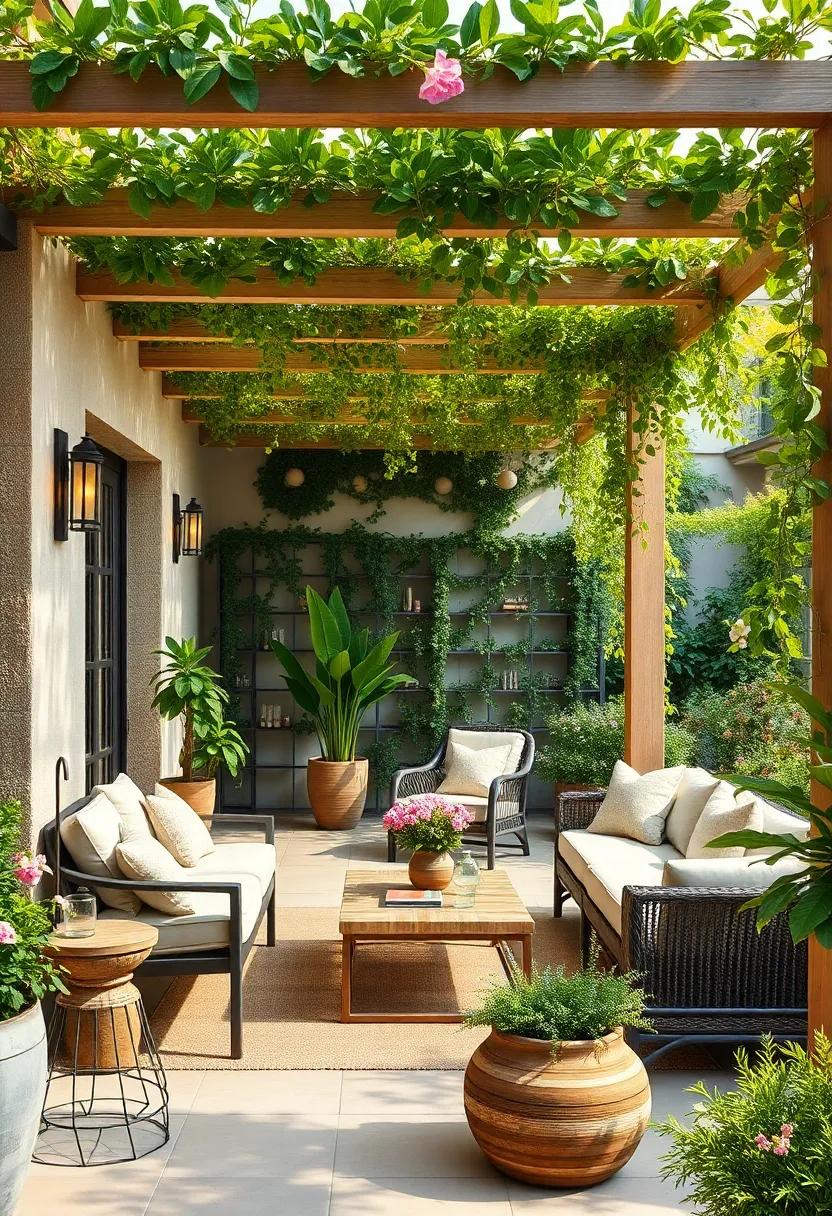 Charming Trellises Dressed in Vines and Lush Blooms