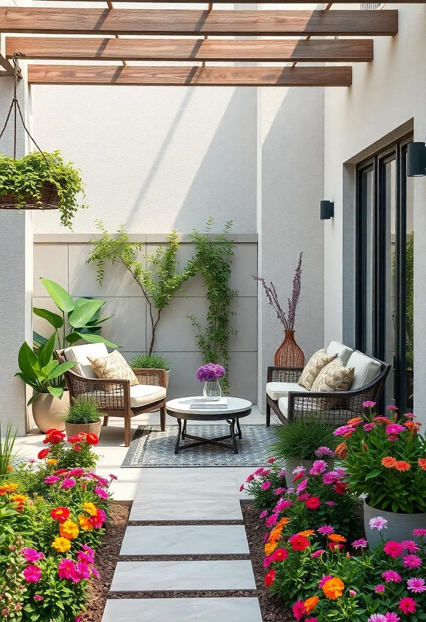 A Cozy Reading Nook Surrounded by Flourishing Flower ⁤Borders