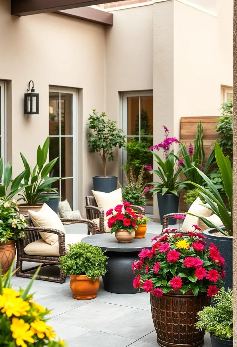 Dramatic Container Arrangements Showcasing Seasonal Blooms