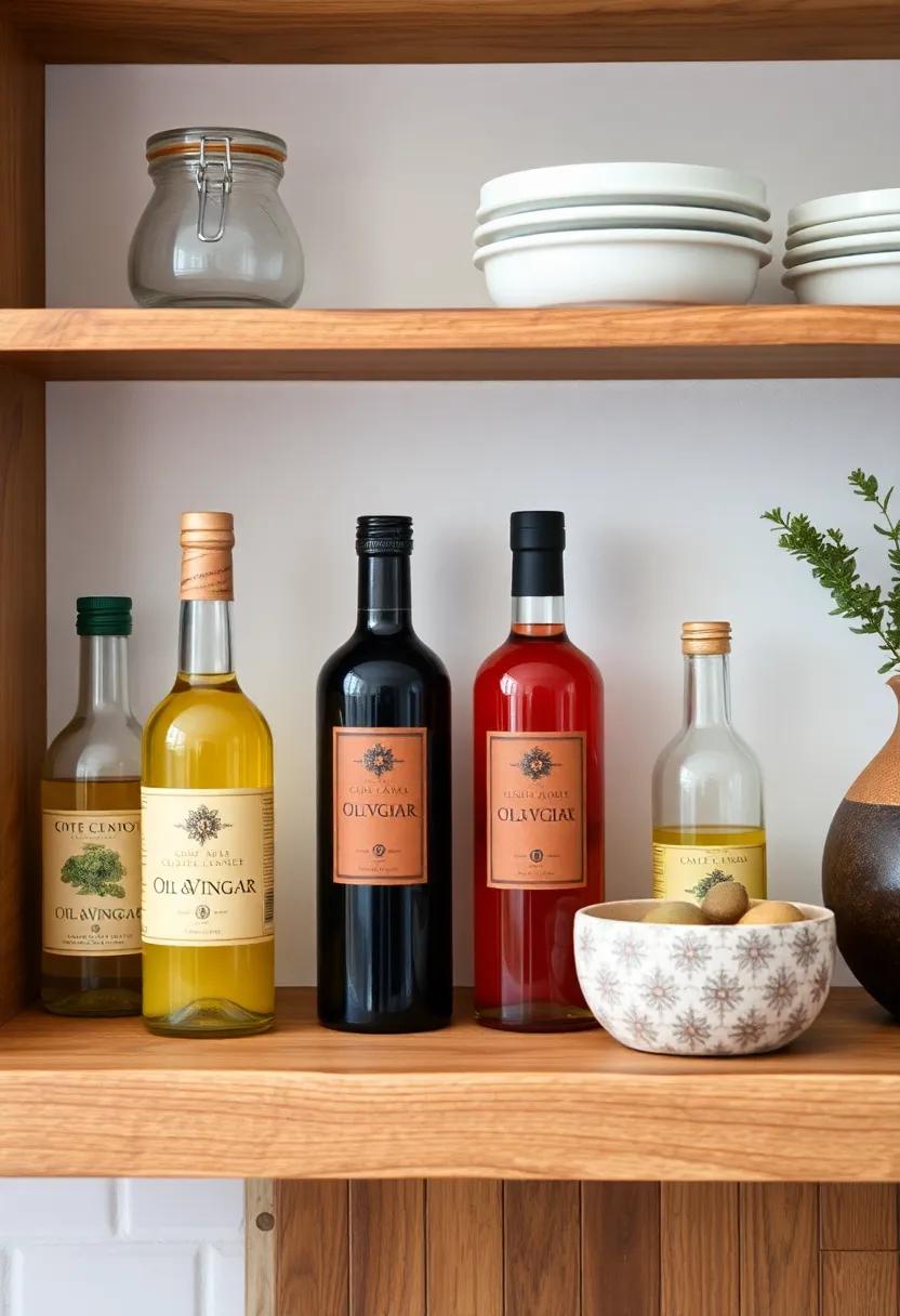 Arrange a ‌curated display of your favorite ⁢oil ‌and vinegar bottles ‍for a culinary showcase ‌that tantalizes the senses