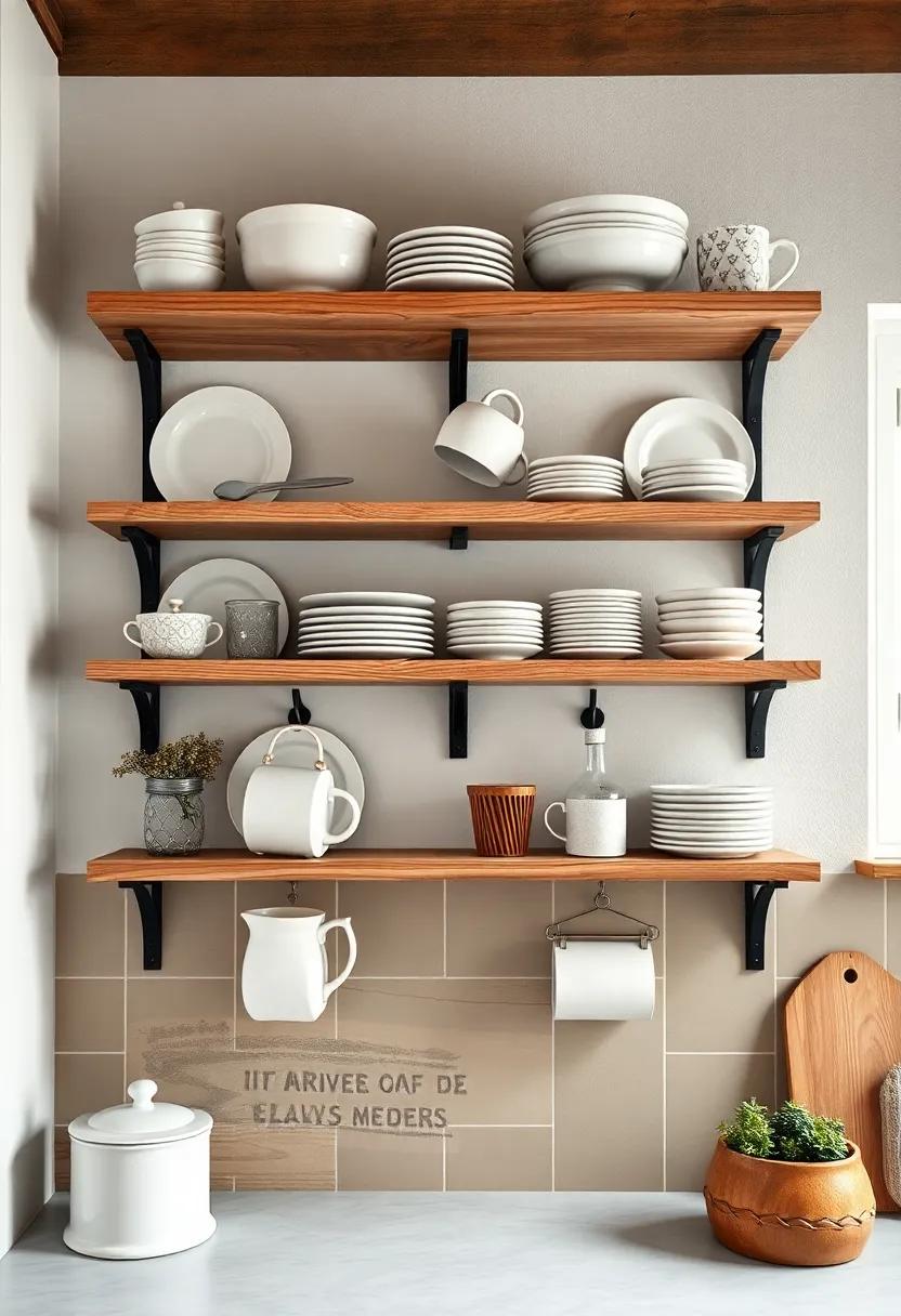 Hang plates and mugs directly from​ hooks⁣ on the shelves for‍ easy access‌ and‌ a casual dining ​atmosphere