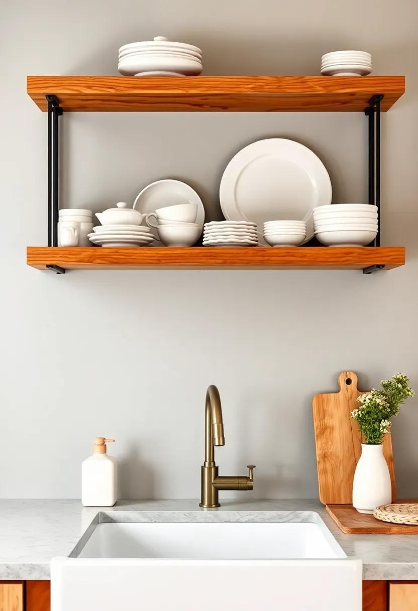 Install floating shelves above a farmhouse sink to maximize space while ‌showcasing your favorite dishware