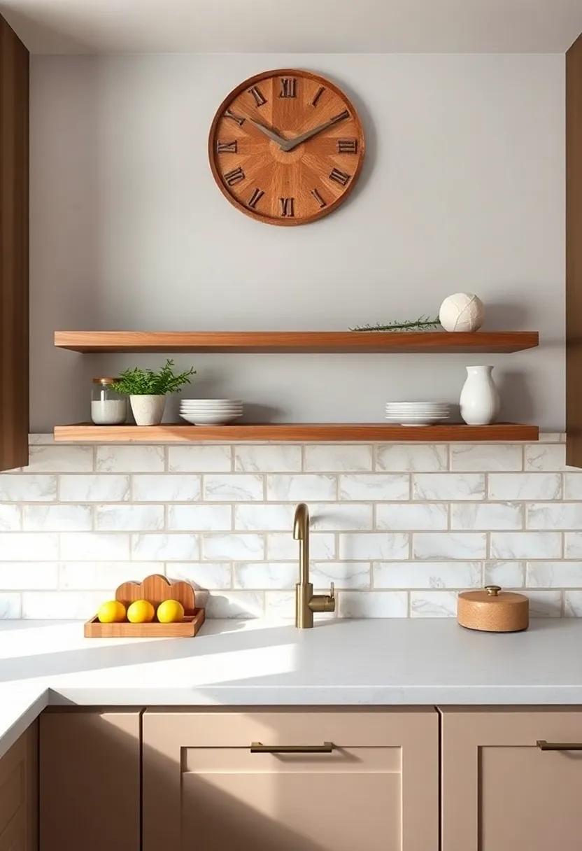 Integrate⁢ floating shelves into a tiled backsplash for‌ a seamless and ‍functional design element