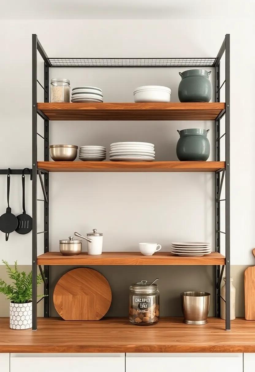 Layer ​different types of shelving materials, such⁢ as metal and wood, ‌for an ⁤eclectic and visually interesting setup