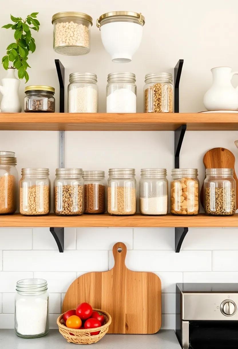 Use mason jars filled with ⁤dry ⁤ingredients to add texture and organization, making your shelves⁤ both attractive and practical