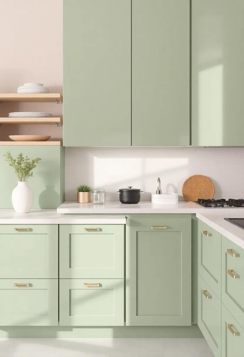Delicate Harmony: Blending Soft Pastels with Sage Green Kitchen Cabinets