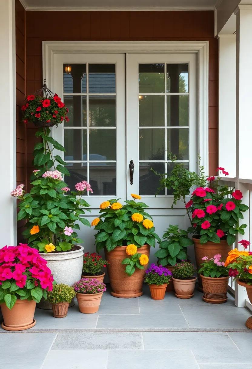Colorful Flowering ⁣Plants: Mix in vibrant flowering plants like Geraniums or Petunias to inject color and cheerfulness, ensuring your porch feels inviting all‌ year round