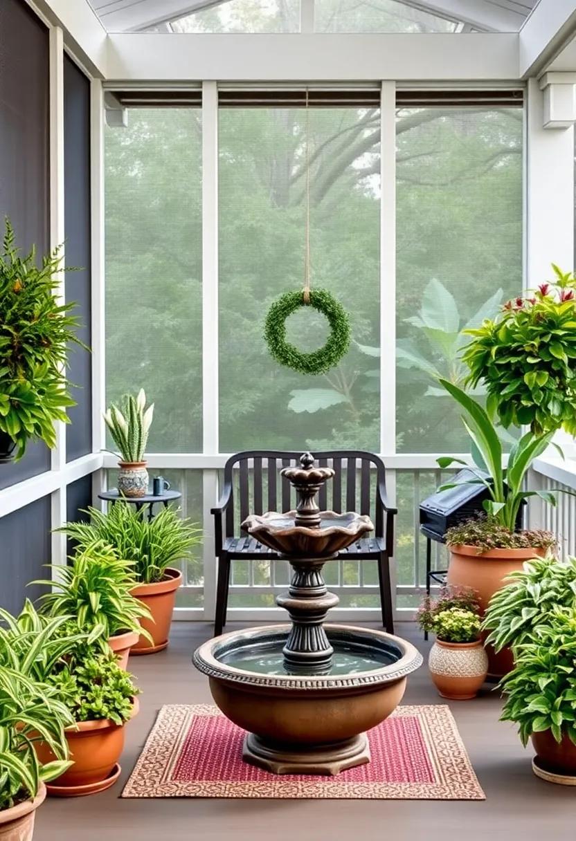 Engage ⁤Your Senses with Water Features: Integrate small ⁤water fountains or ​birdbaths surrounded by fragrant plants to create a soothing sensory experience on your porch