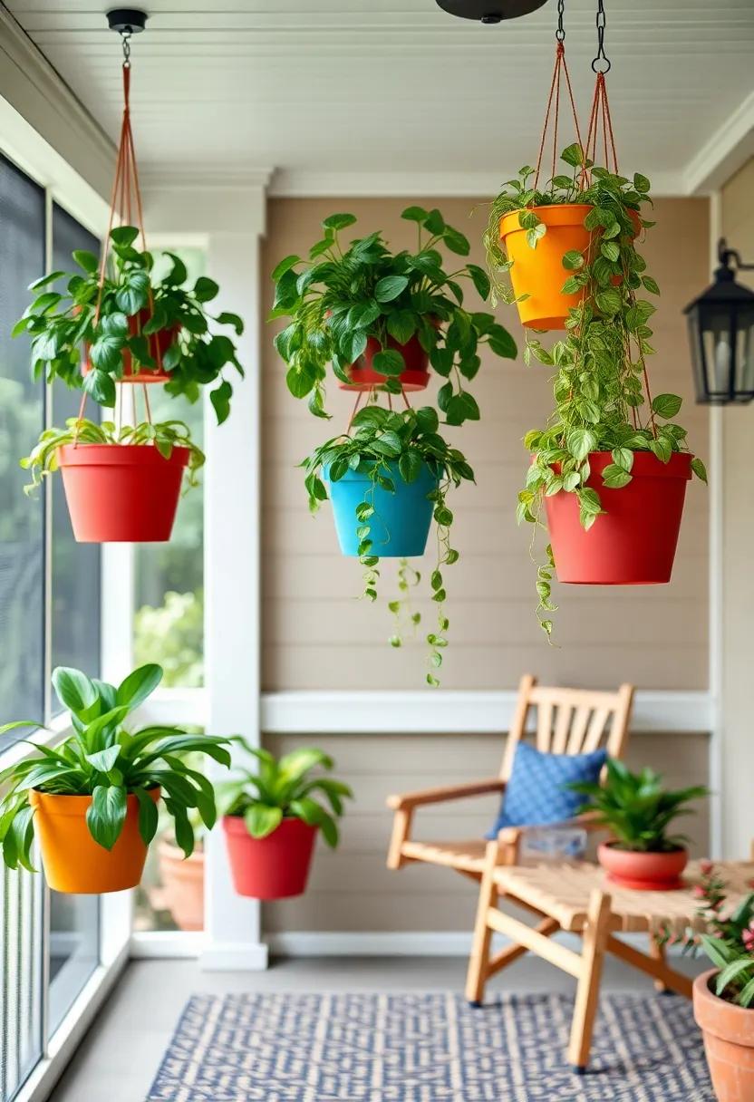 Hanging Planters for Artistic Flair: Use ceiling hooks to suspend colorful hanging planters filled with trailing plants like Pothos ⁣or‌ Bacopa‍ for ​an artistic touch