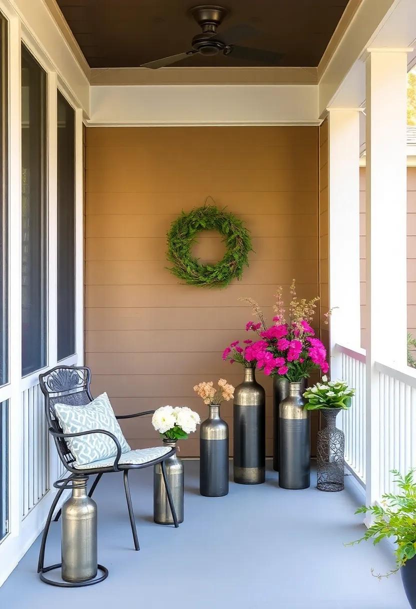 Bottles and Blooms: Creative Display Ideas for⁤ Metal⁤ Vases on Your Porch