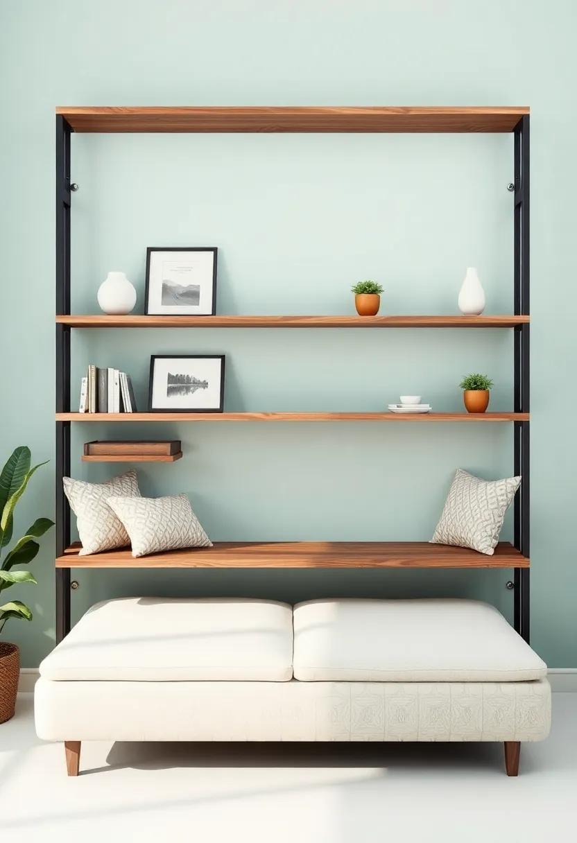 Hanging Shelves Over ​a Daybed: Install hanging shelves above a daybed, allowing for decorative storage that⁢ complements ‍the‌ seating area ⁣beneath