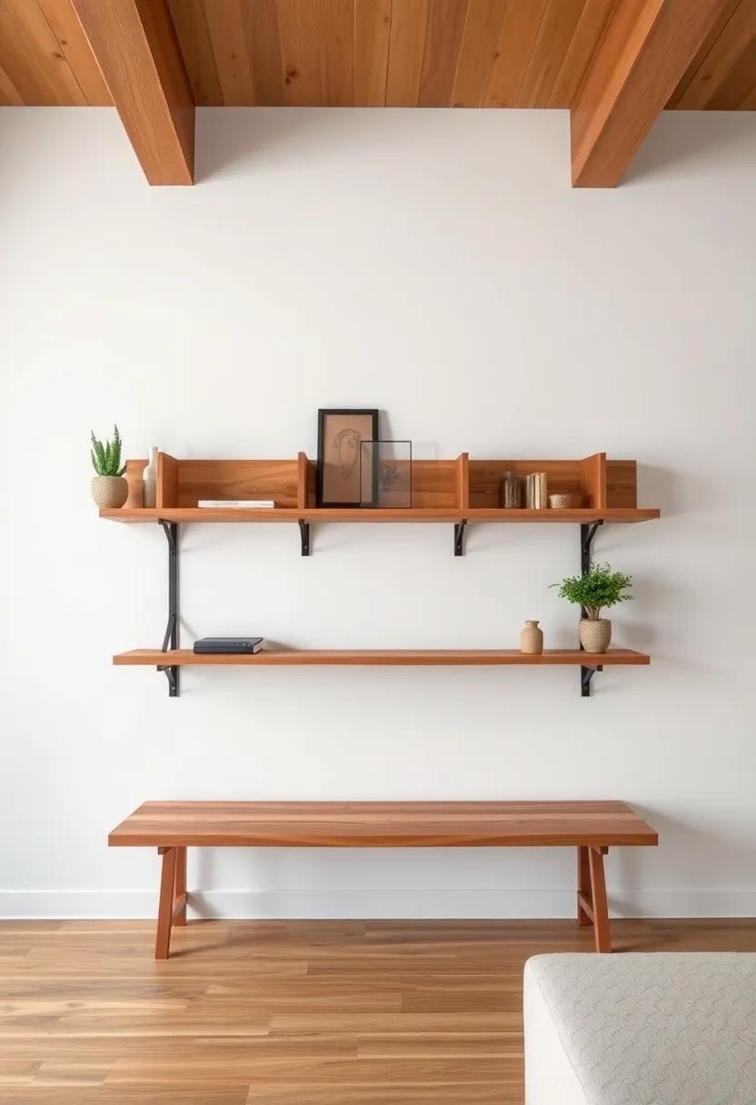 Reclaimed Wood Shelf and bench Combo: ⁤create a⁢ rustic look with reclaimed wood ⁢shelves that ​extend into a bench,offering‌ a​ warm⁤ and inviting‌ space