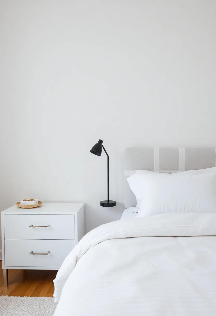 Decluttered Nightstands: Keep surfaces​ clear with⁣ only ⁣the essentials—perhaps a ⁤lamp and a small dish​ for jewelry