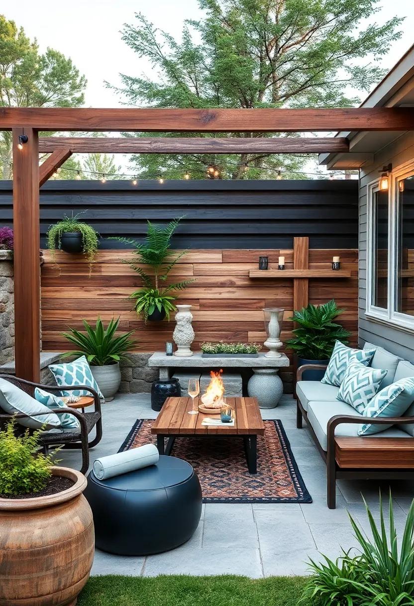 Eclectic Mixed‌ Materials: Combine ‌materials like wood, metal, and stone for a visually interesting mix that creates a captivating⁣ outdoor environment