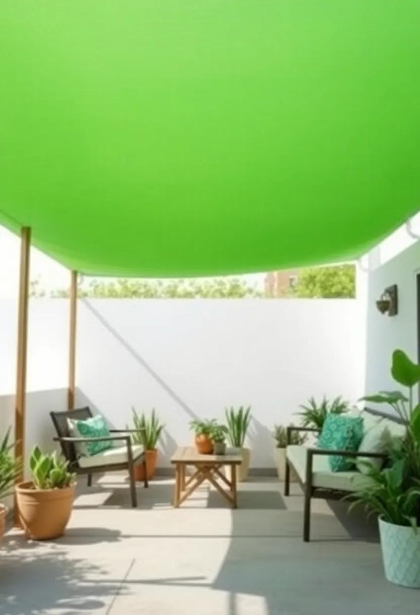 Green Canopy: Install a shade sail or canopy to create a cool retreat⁢ from⁣ the⁤ sun’s glare, making your patio⁢ comfortable​ all day long