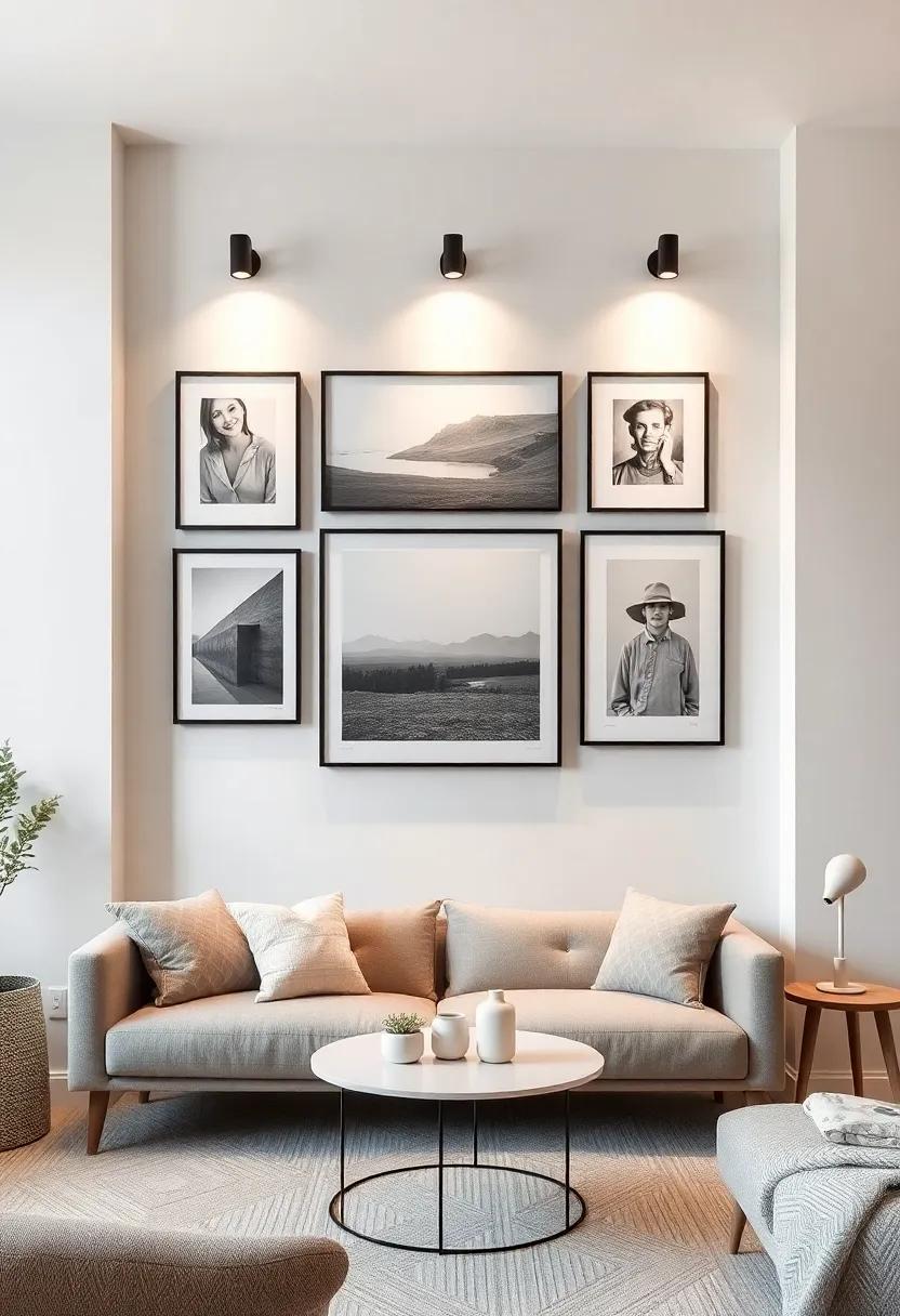 Create a gallery ⁣wall combined with minimalist wall-mounted lights to highlight your favorite artwork or family photos