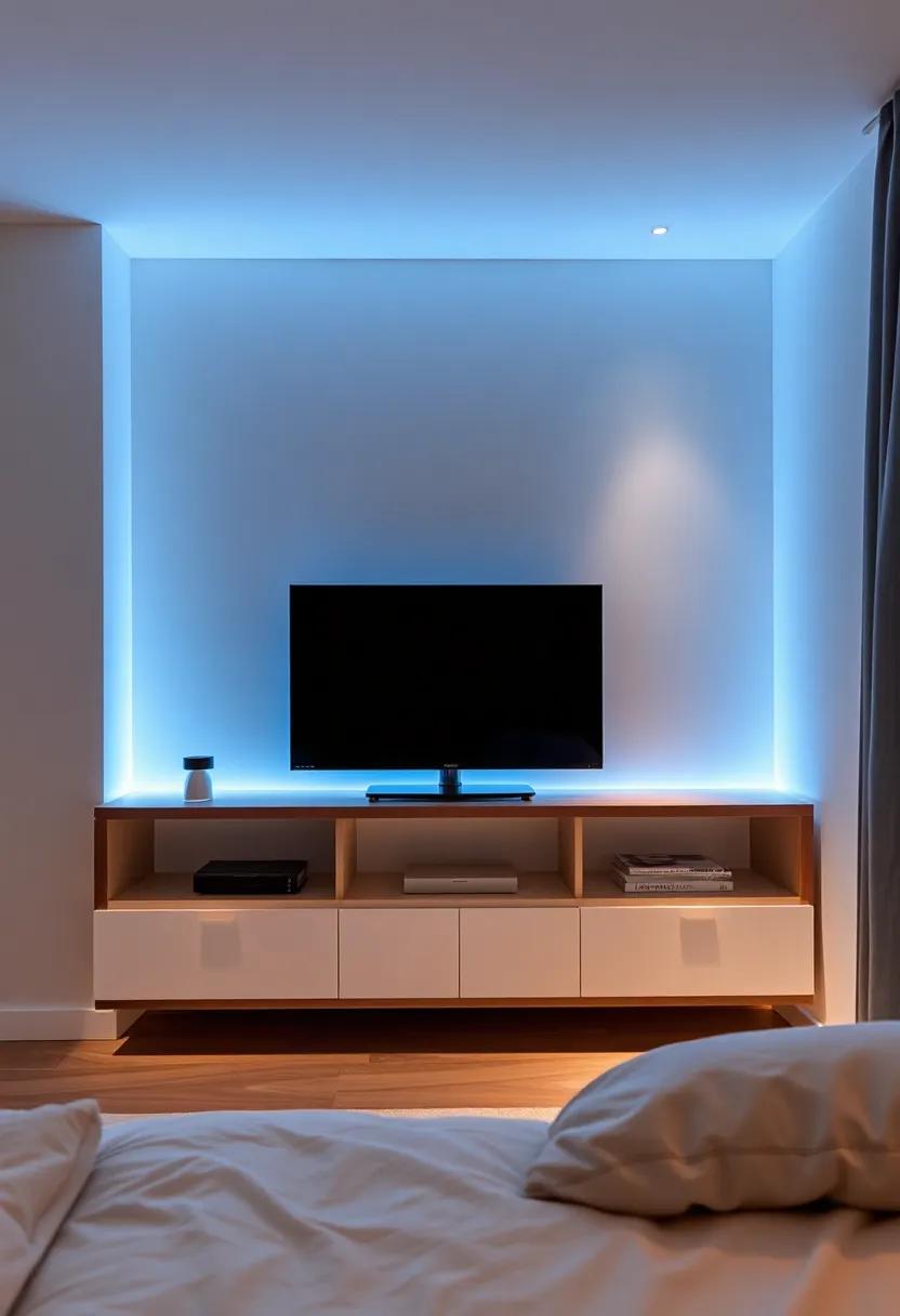 Mood lighting: ​Enhancing Your⁣ Bedroom‍ Atmosphere Around⁤ Your TV⁤ Unit