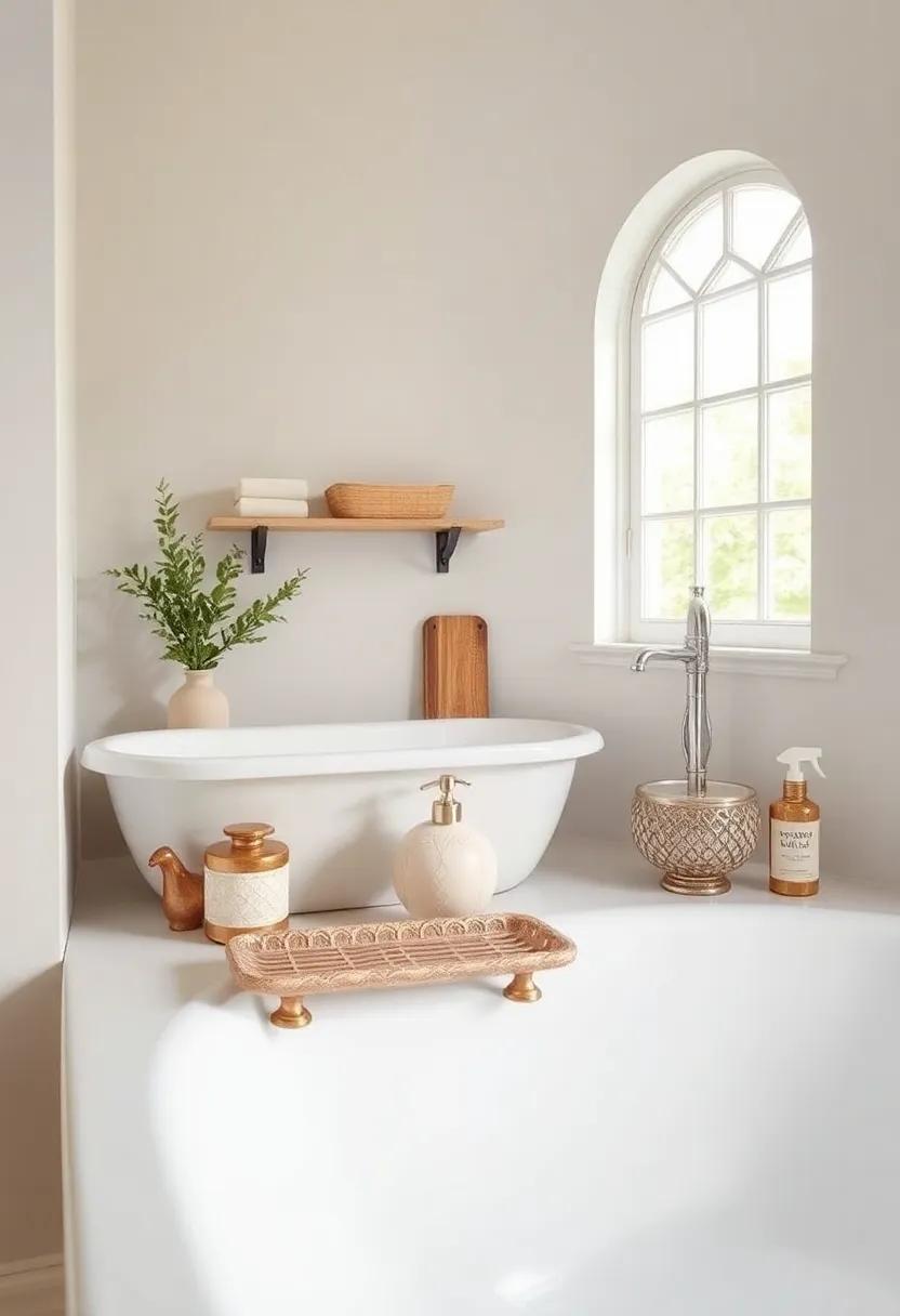 bath Accessories: Incorporate decorative bath accessories sourced from antique markets to enhance the vintage theme of your space