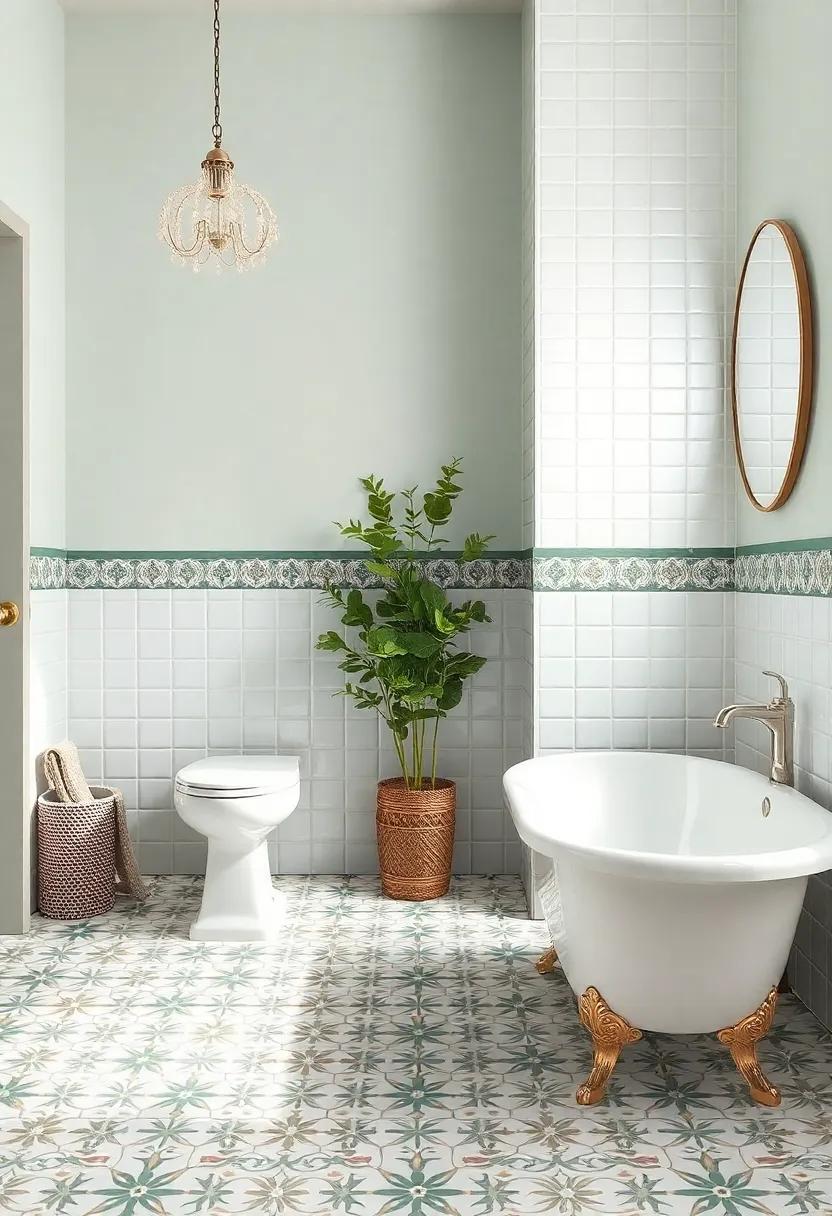 Creative Flooring: Incorporate patterned linoleum or vintage tiles that add personality to the bathroom floors without overpowering ‍the overall design