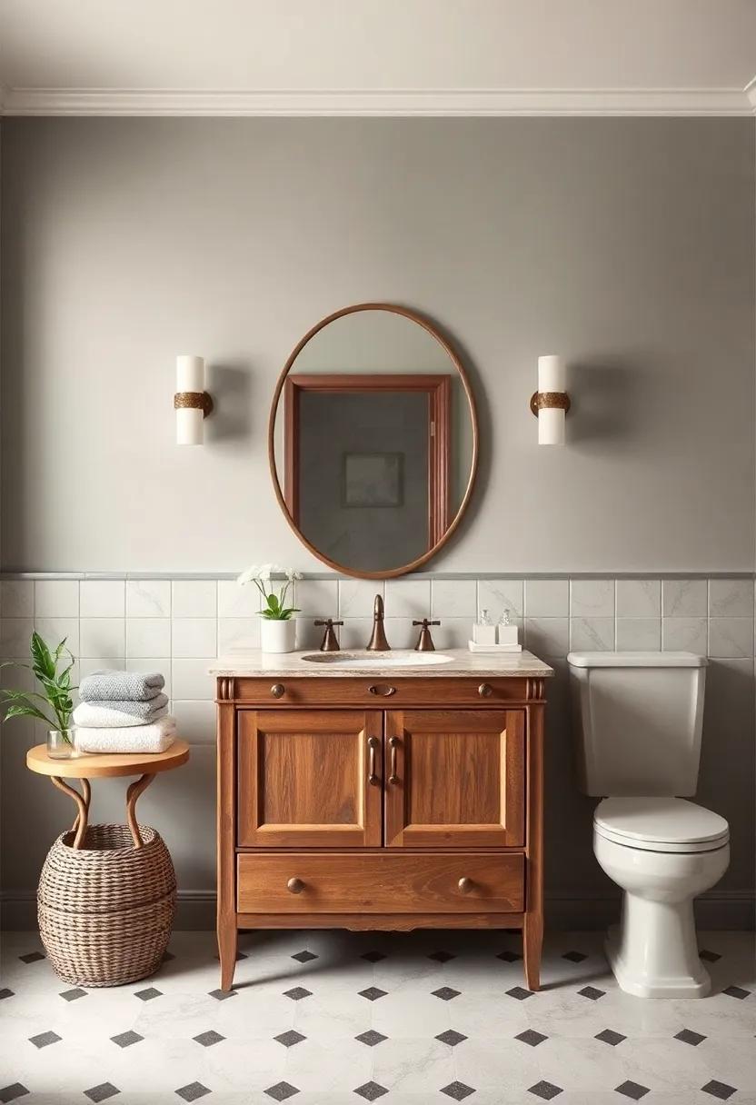 Vintage⁢ Vanities: Incorporate ⁤antique dressers or​ side tables ⁤as unique vanities ⁣for⁢ a‍ one-of-a-kind,⁢ rustic ‍touch to your bathroom