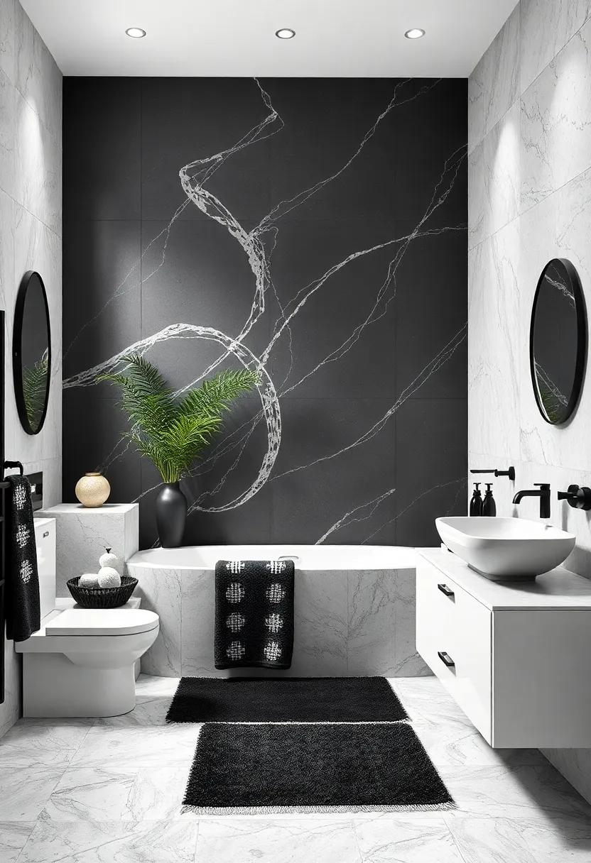 Contrast with Accessories: Incorporate black and white towels, rugs, and decor items to create ⁢layers of texture while adhering ⁢to the color scheme