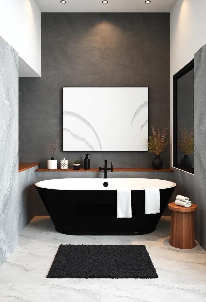 Elegant Bathtubs: Consider a free-standing‌ black ‍or white⁣ tub as a focal point in the bathroom, adding ⁣luxury without overwhelming the space