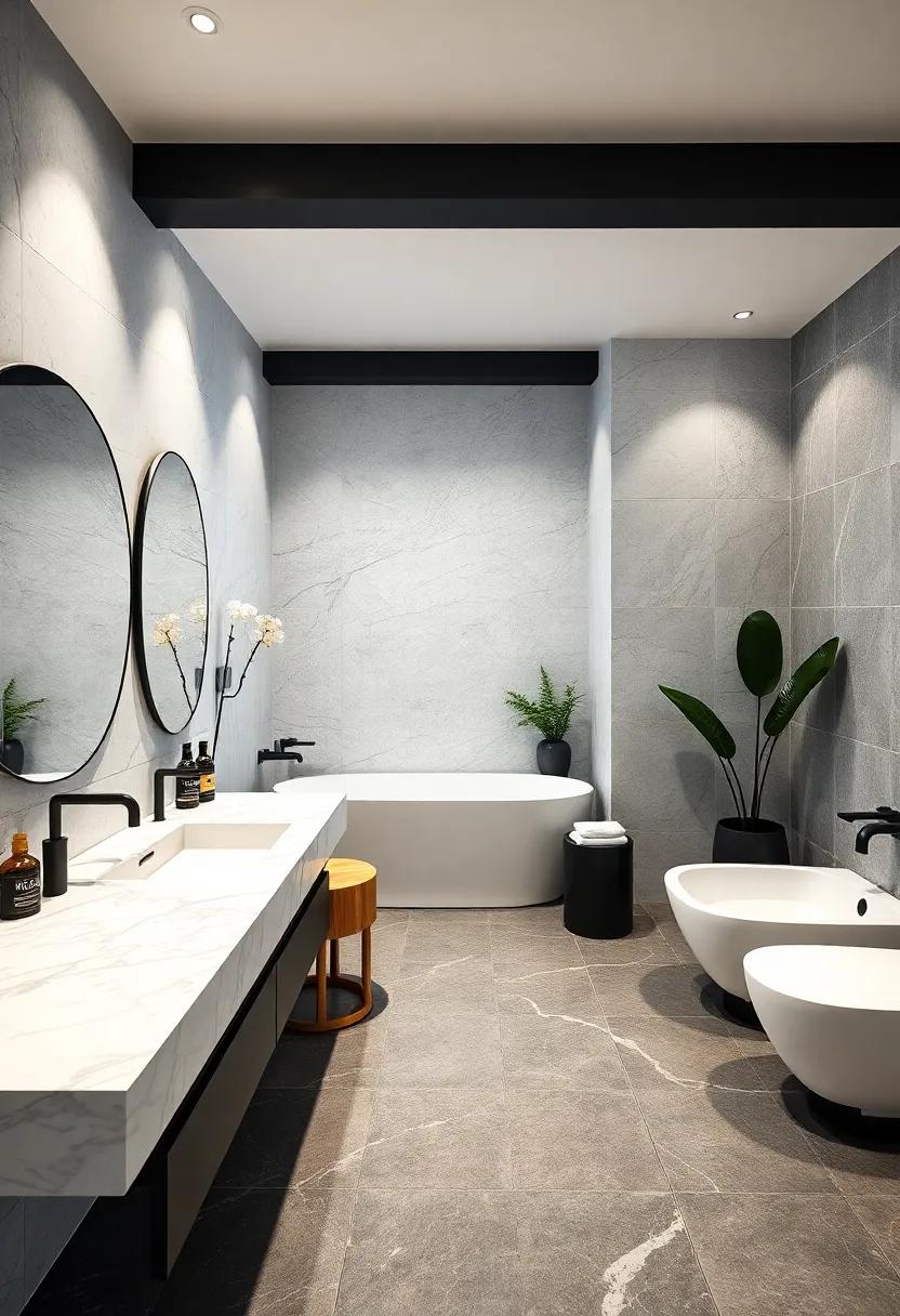 embrace⁣ Minimalism: Opt for sleek lines and ⁣a clutter-free environment to create a calming modern black-and-white bathroom aesthetic