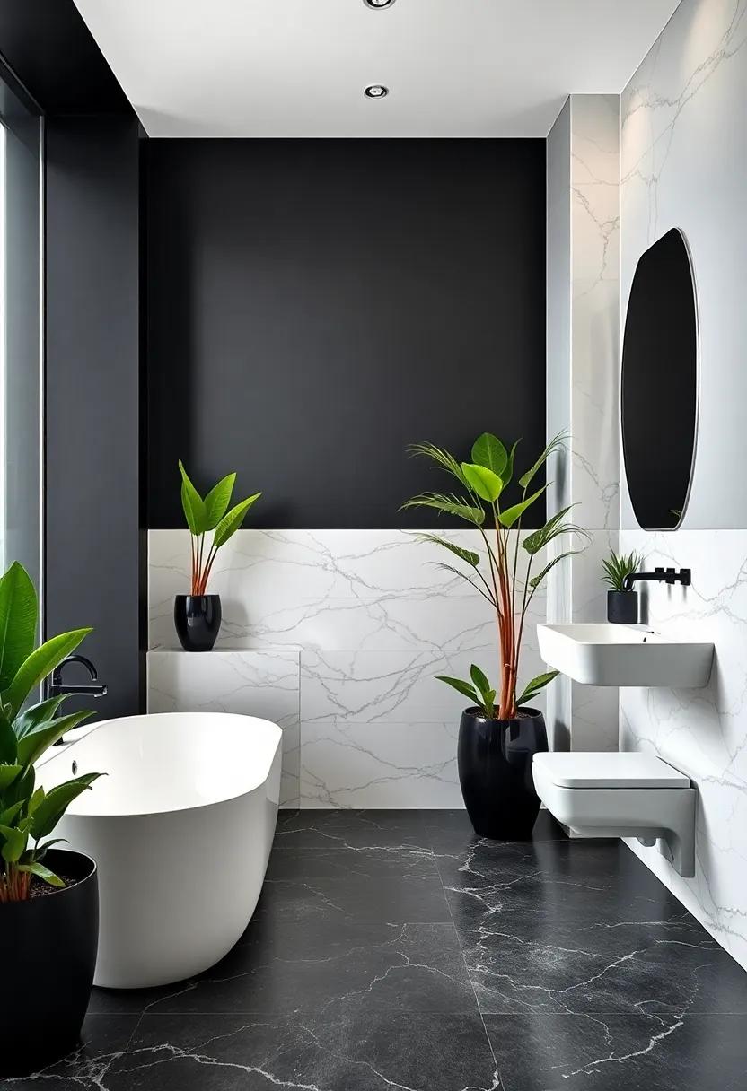 Lush greenery: Add ⁣plants in elegant black or white pots ‌for a⁣ pop of life and color against the monochrome backdrop
