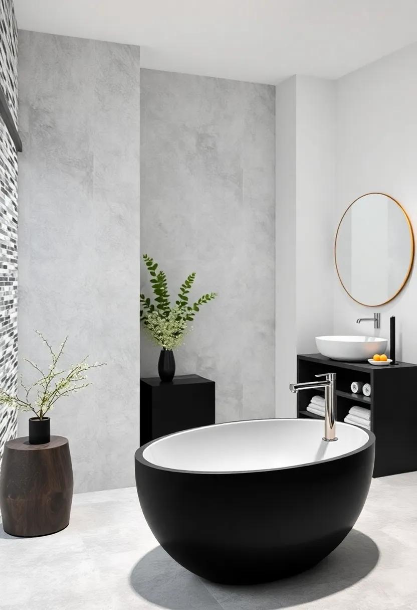Modern Sinks: ‌Choose a unique black or white ‌basin⁢ sink ​that acts ‌not only as a ⁣functional piece but also as a centerpiece in the bathroom
