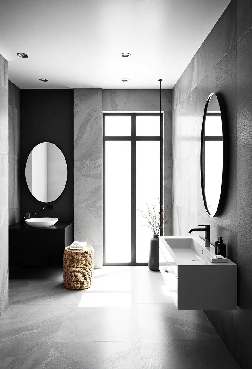 Monochrome ​Mirrors: Choose mirrors⁢ with unique shapes⁣ or frames in black or white to serve as both functional pieces and decorative accents