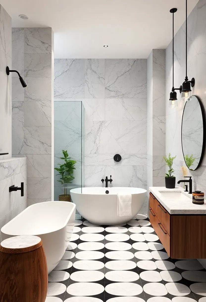 Statement Tiles: Use bold geometric patterned tiles for the floor or​ backsplash to add a striking visual element while keeping the color palette balanced