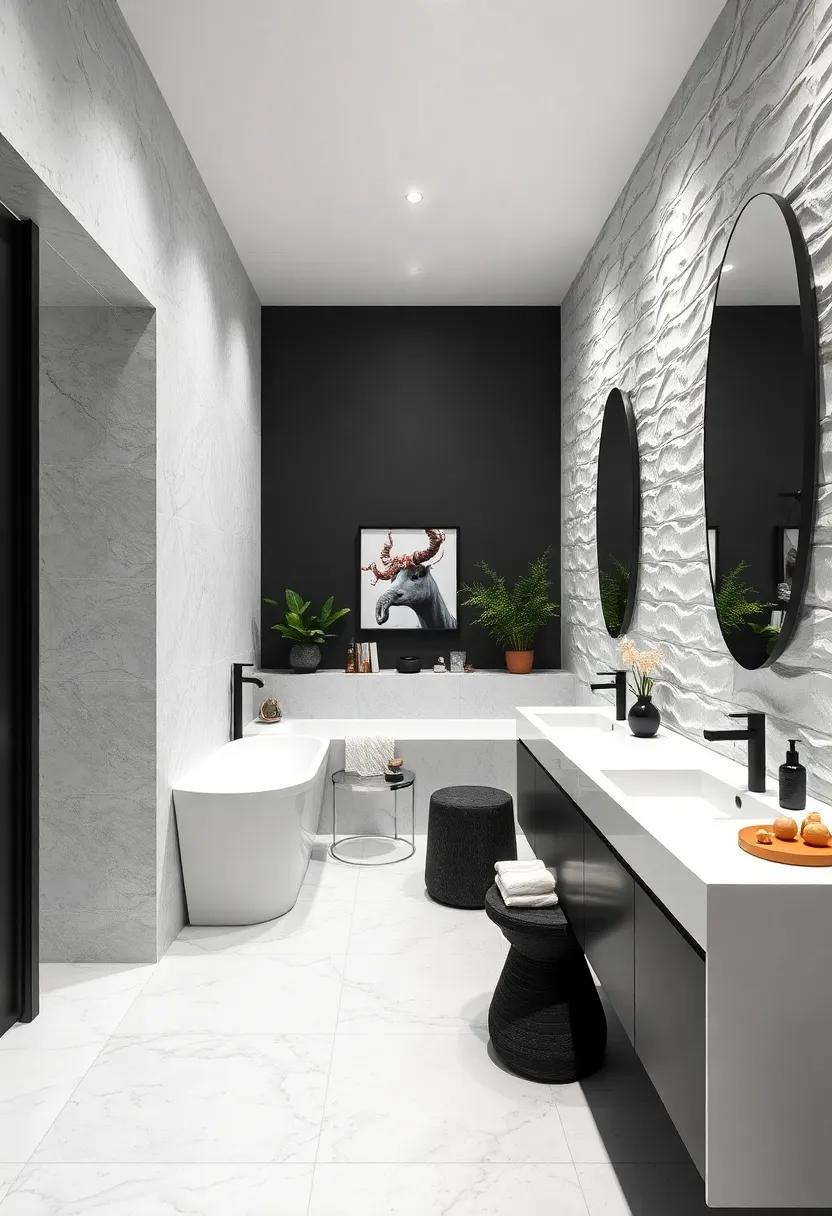 Textured Walls: Experiment with textured wall finishes,‌ like shiplap or ‌stucco, ⁣painted in⁣ white or black to add depth‍ and interest to the space